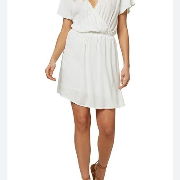 🌞O’Neill Nolita White faux Wrap Dress Size M - Picture 1 of 9